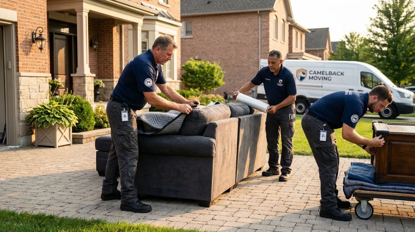 Large estate moving crew wrapping furniture in Manhattan, NY