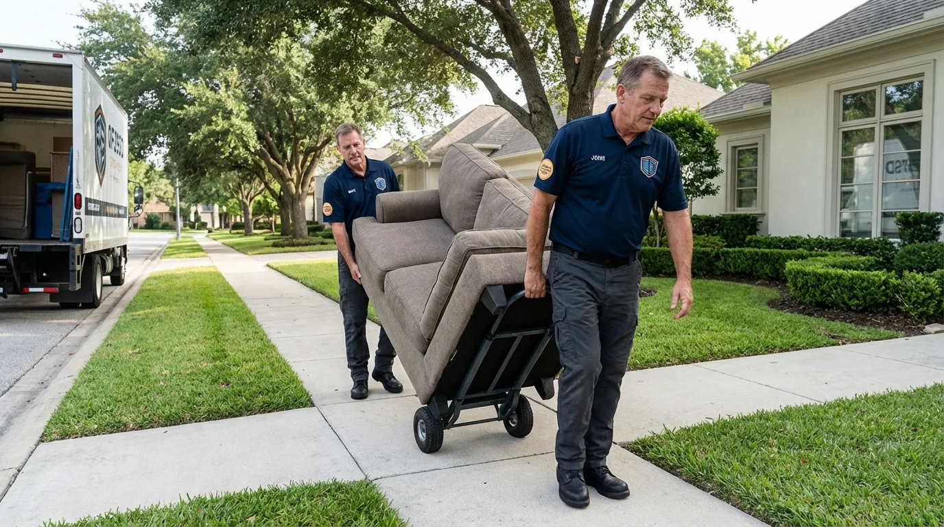 Local residential moving crew loading furniture in Manhattan, NY